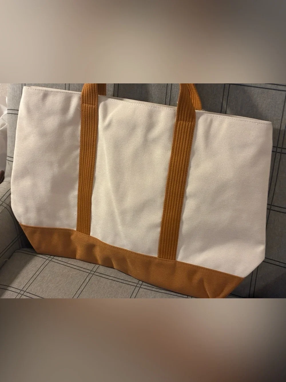 Ralph Lauren FragCream and Brown Canvas Tote